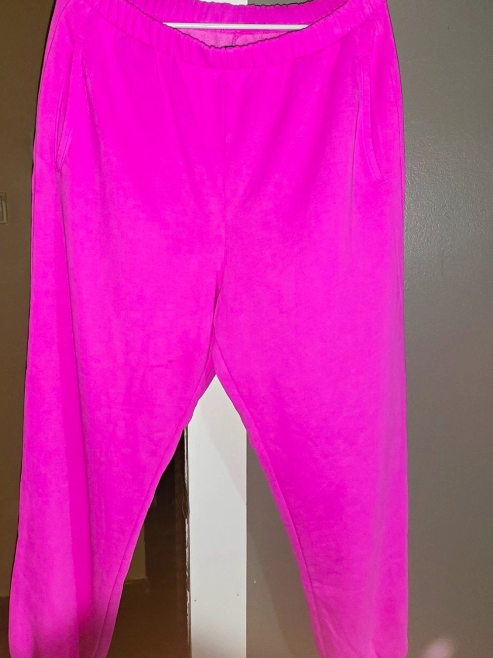 GAP Women’s Pink Fleece Jogger Pants Elastic Waist Pull-On Tapered L
